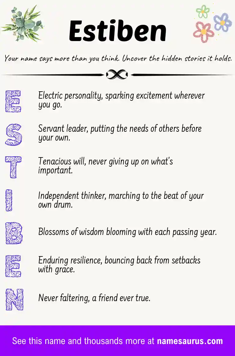 Acrostic poem about Estiben.