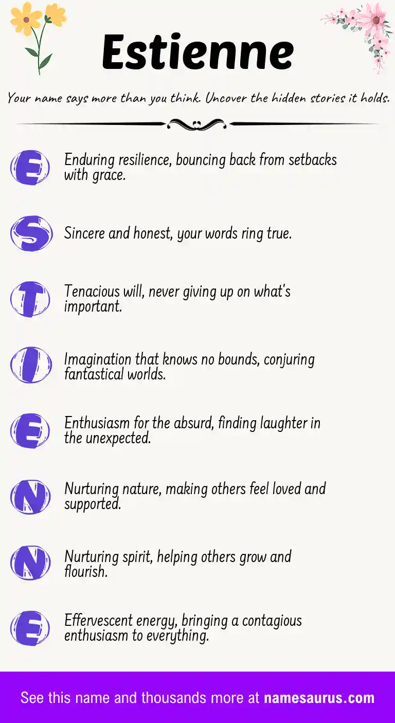 Acrostic poem about Estienne.