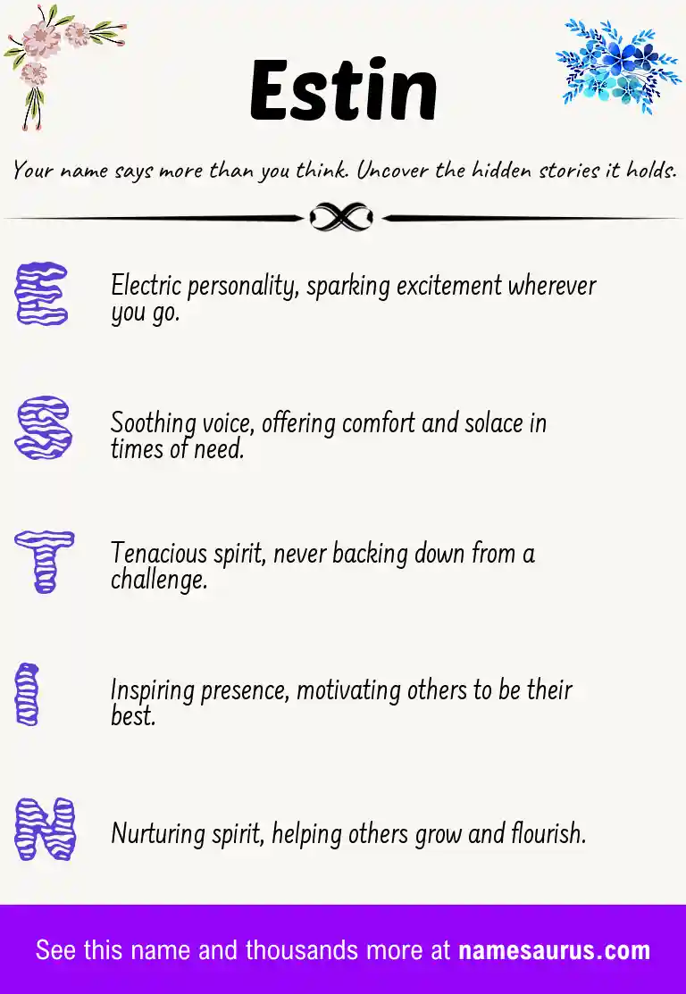 Acrostic poem about Estin.