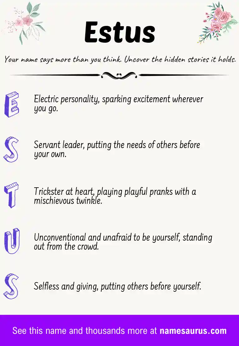 Acrostic poem about Estus.