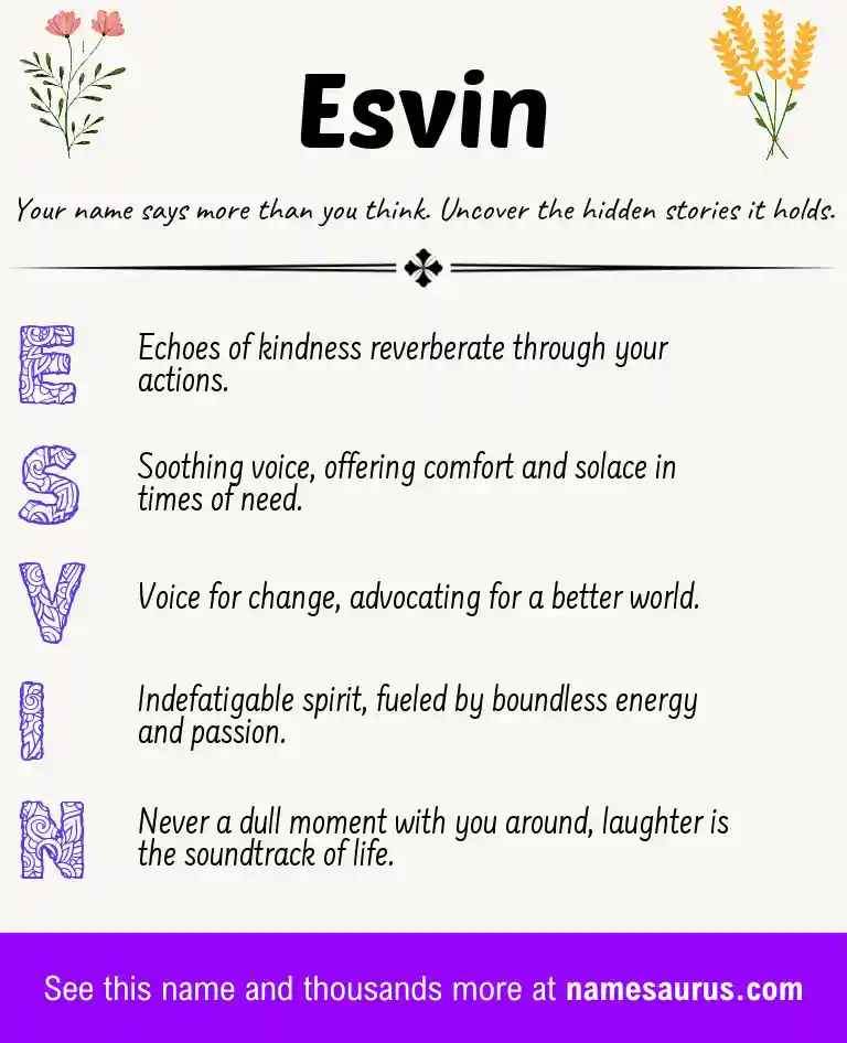 Acrostic poem about Esvin.