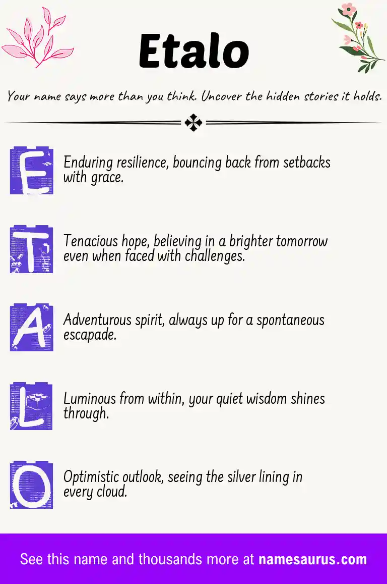 Acrostic poem about Etalo.