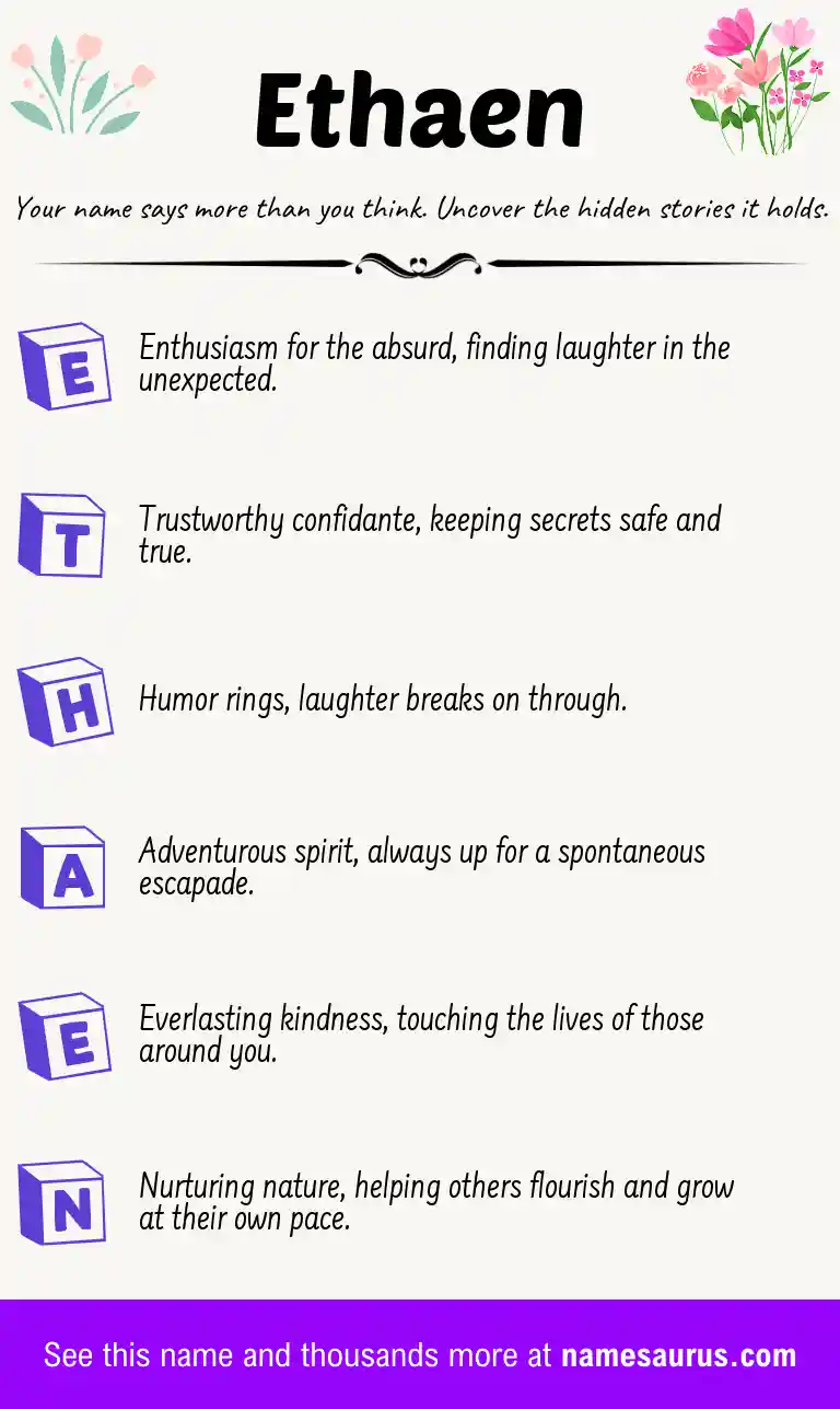 Acrostic poem about Ethaen.