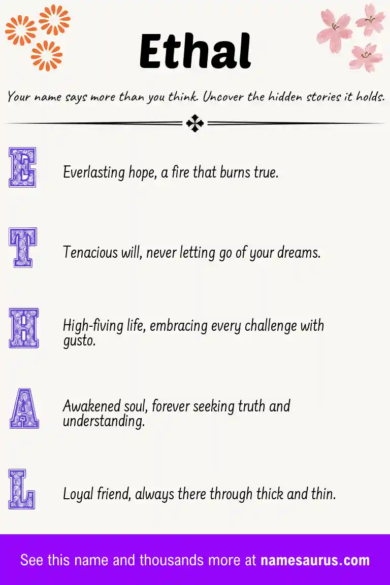 Acrostic poem about Ethal.
