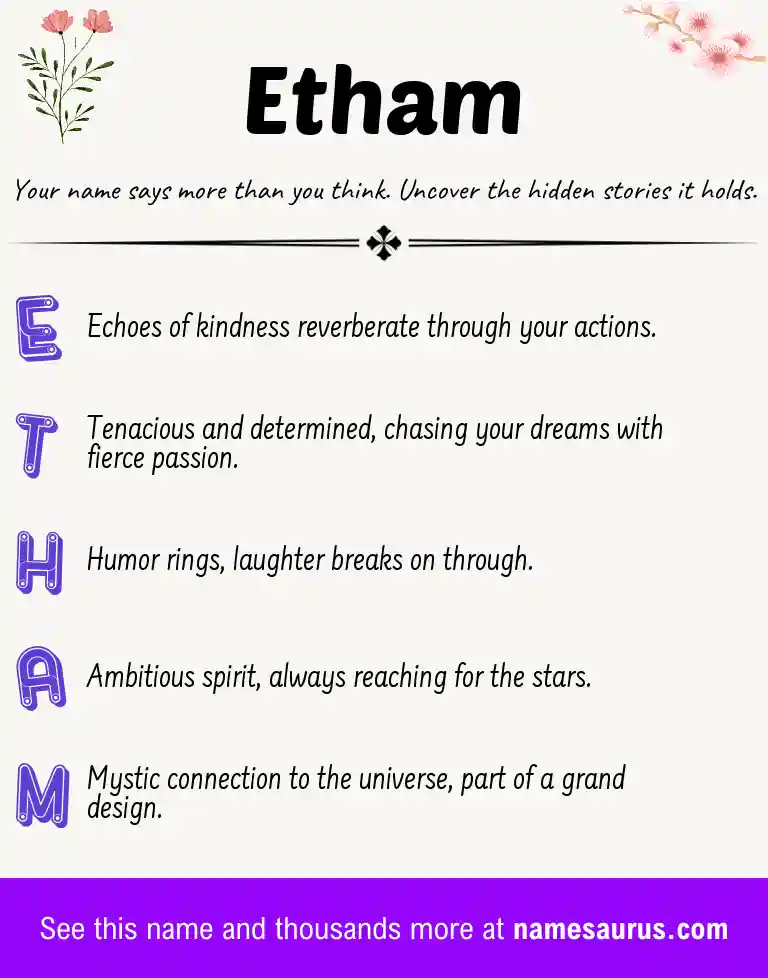 Acrostic poem about Etham.