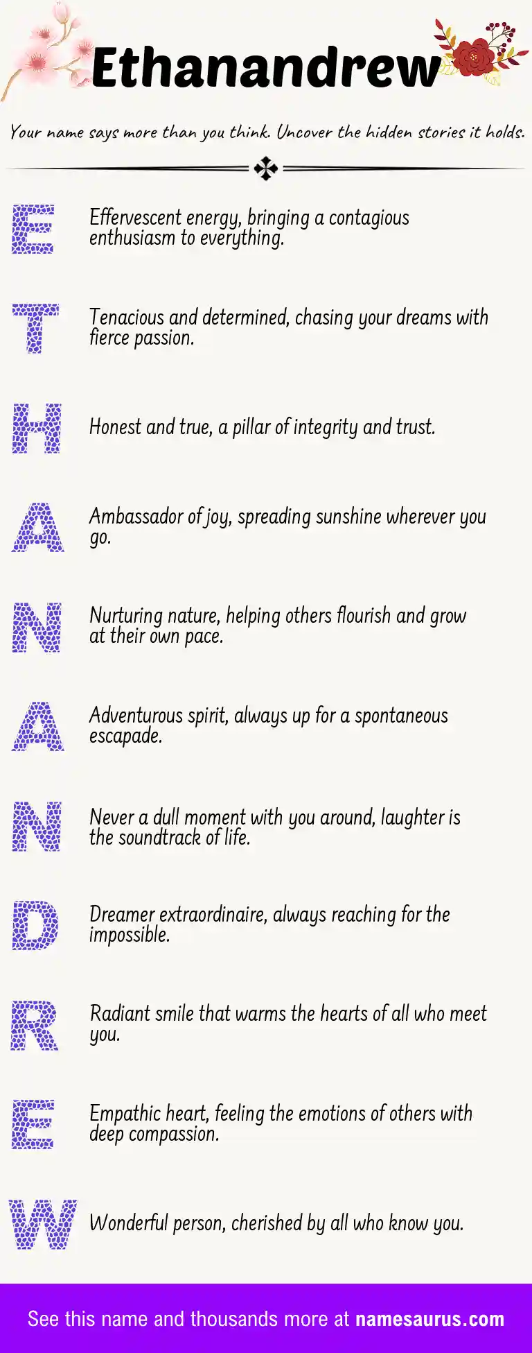 Acrostic poem about Ethanandrew.