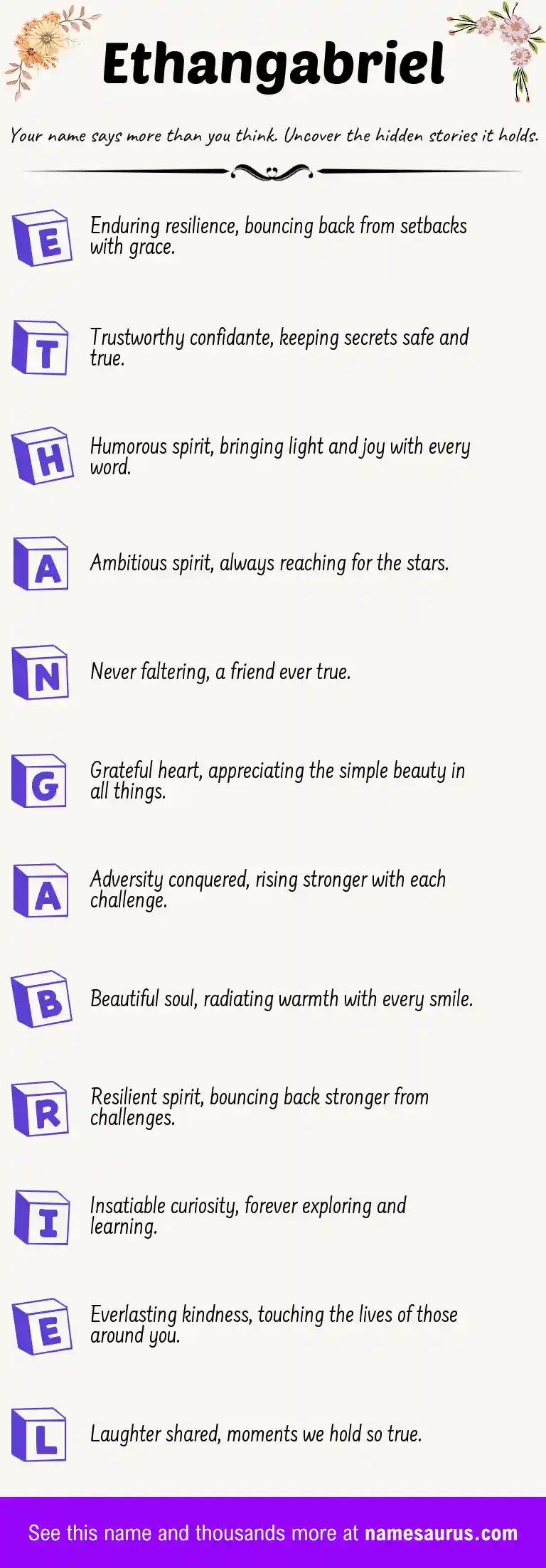 Acrostic poem about Ethangabriel.