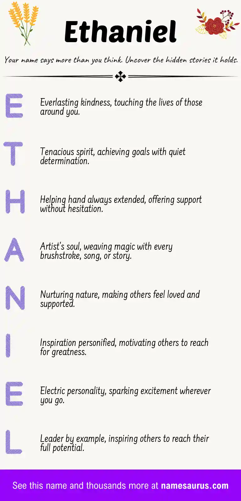 Acrostic poem about Ethaniel.