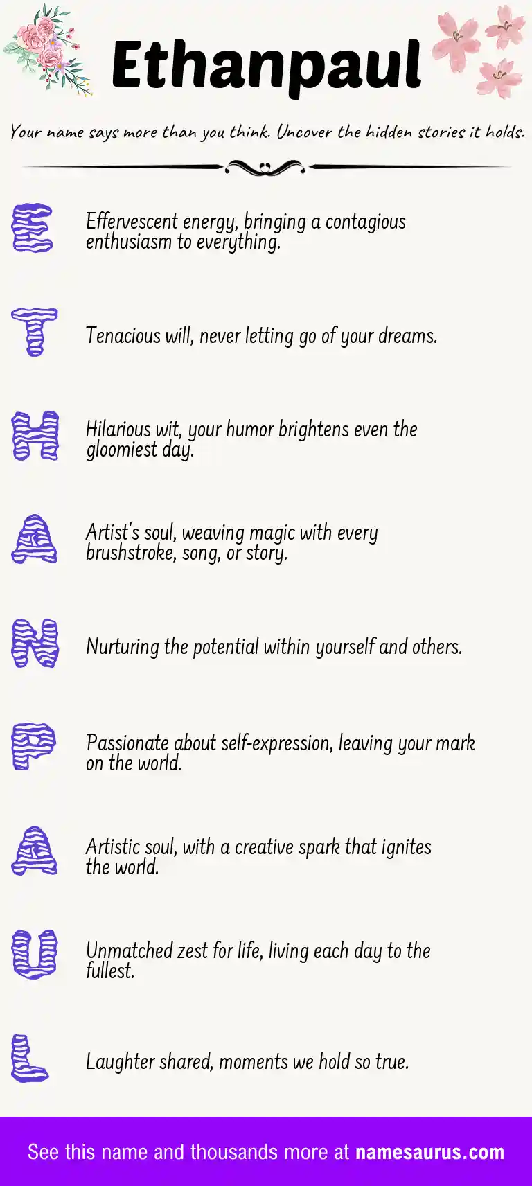 Acrostic poem about Ethanpaul.
