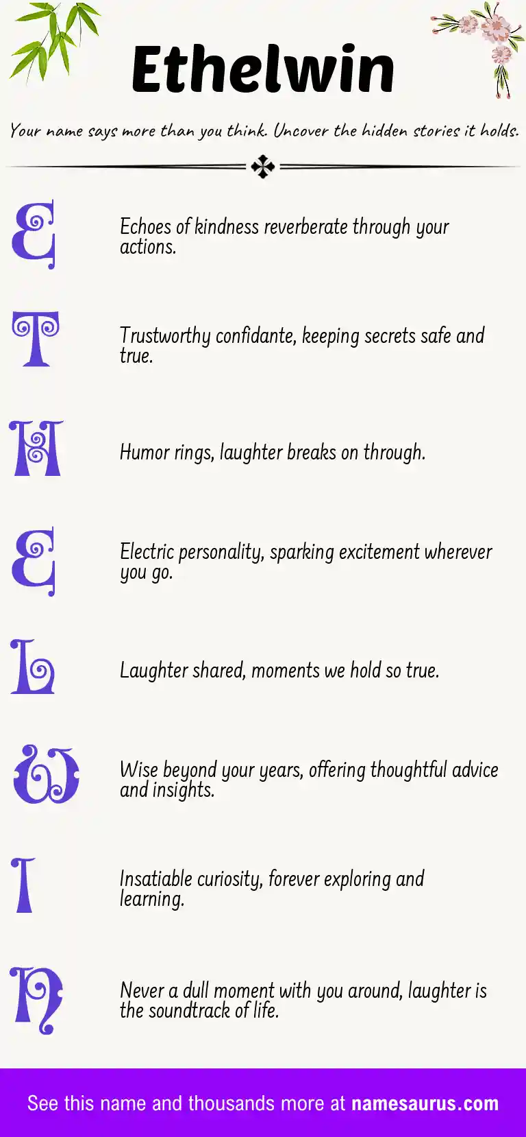 Acrostic poem about Ethelwin.