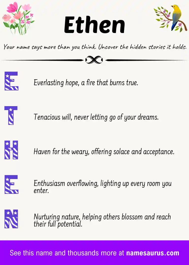 Acrostic poem about Ethen.