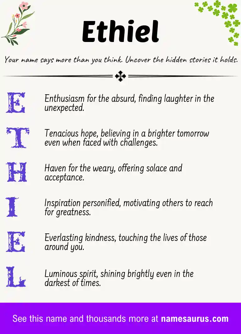 Acrostic poem about Ethiel.