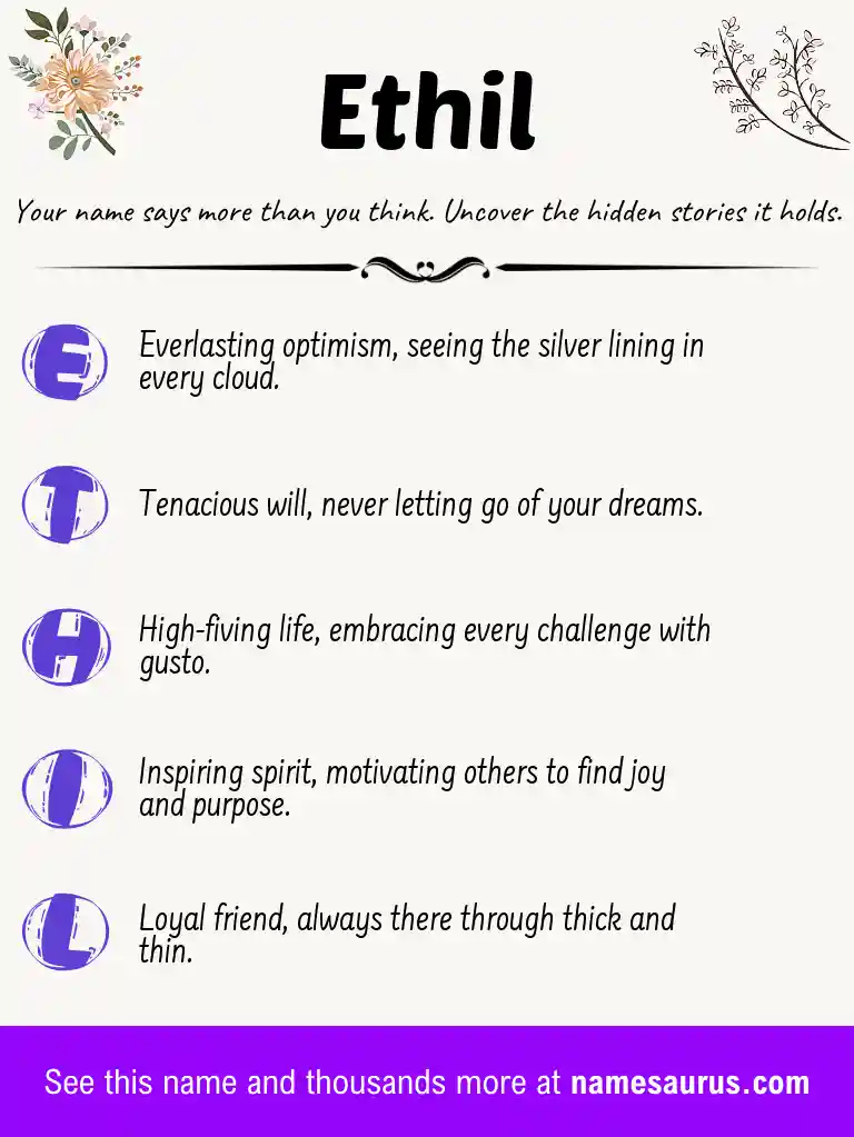 Acrostic poem about Ethil.