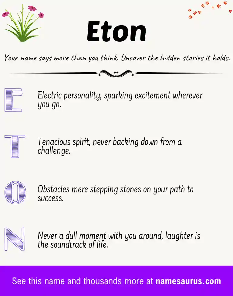 Acrostic poem about Eton.