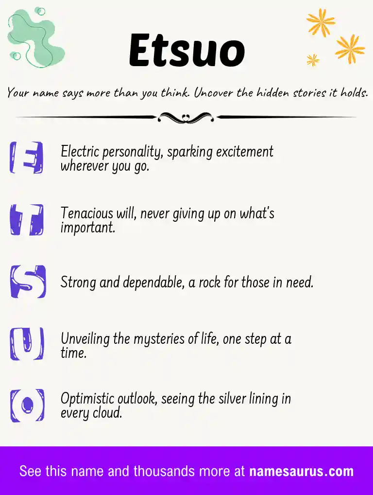Acrostic poem about Etsuo.