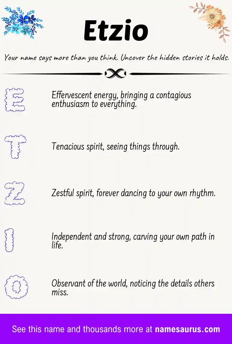 Acrostic poem about Etzio.