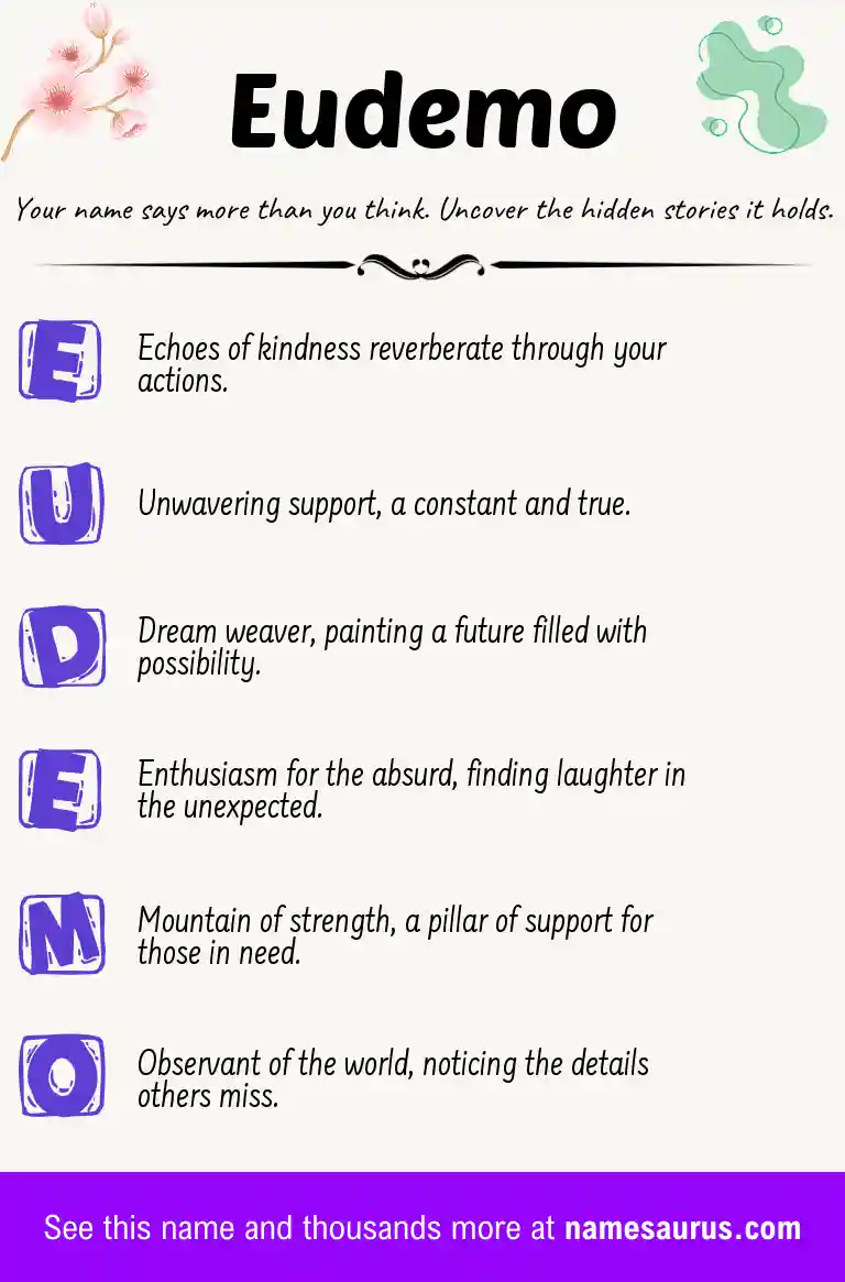 Acrostic poem about Eudemo.