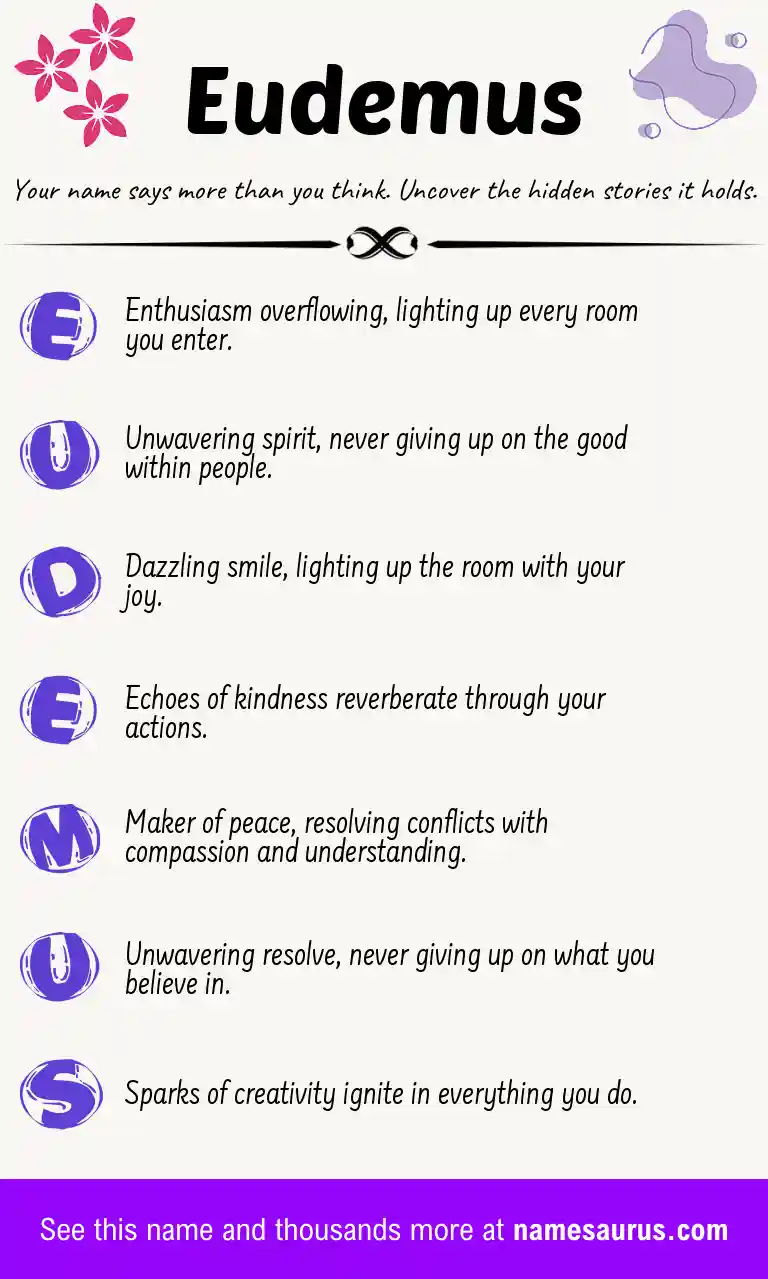 Acrostic poem about Eudemus.