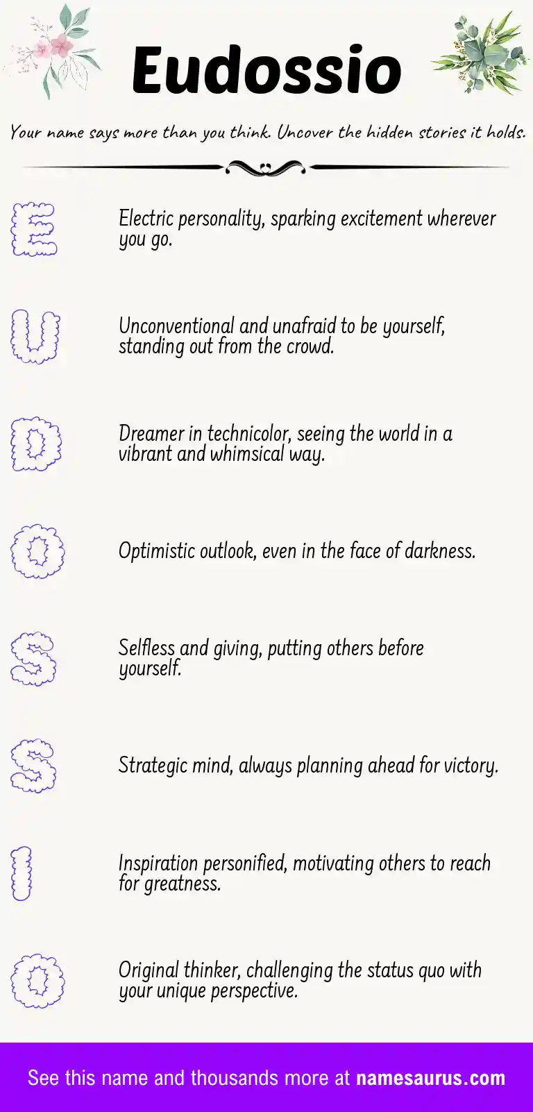 Acrostic poem about Eudossio.