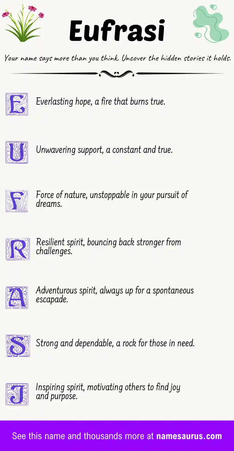 Acrostic poem about Eufrasi.