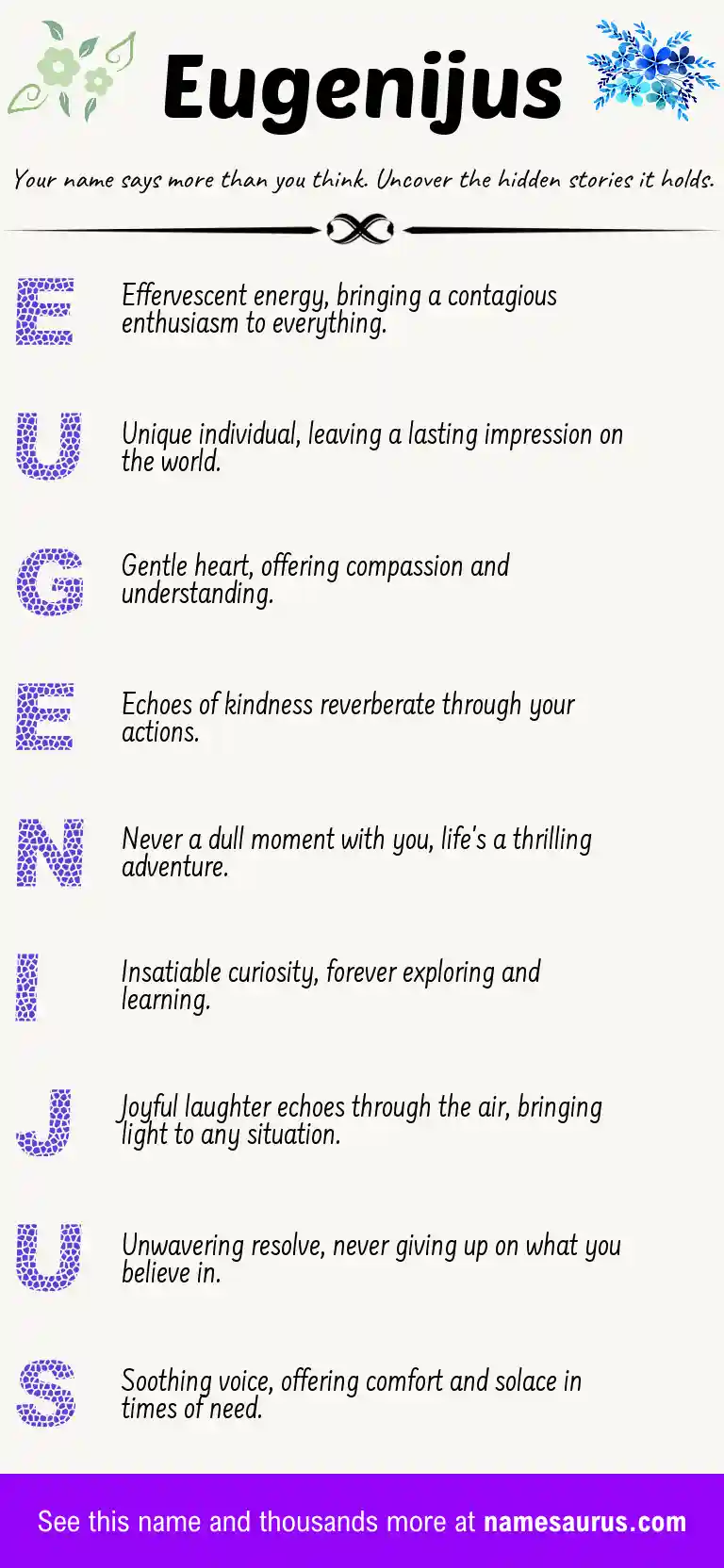 Acrostic poem about Eugenijus.