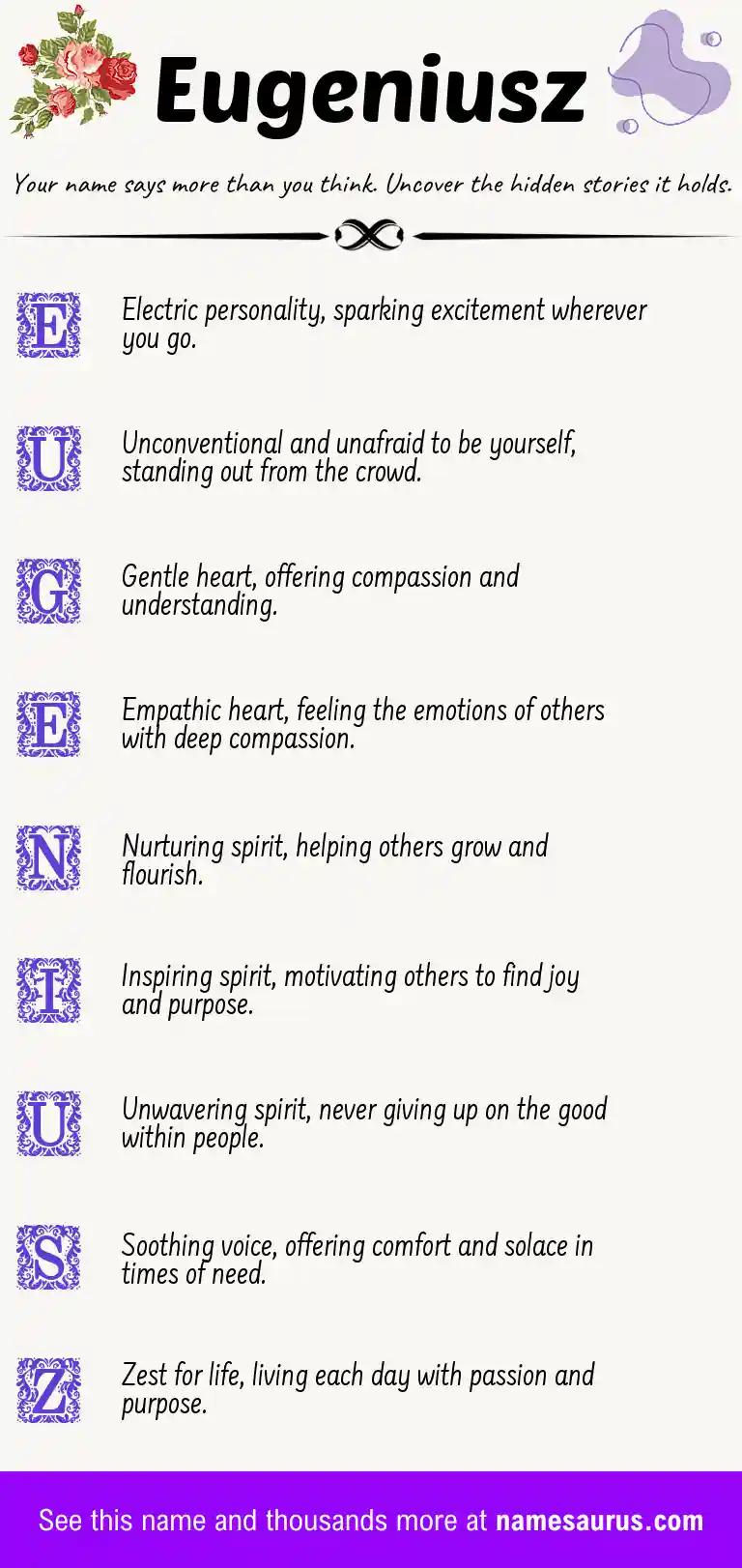 Acrostic poem about Eugeniusz.