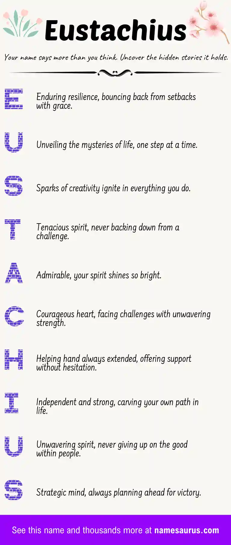 Acrostic poem about Eustachius.