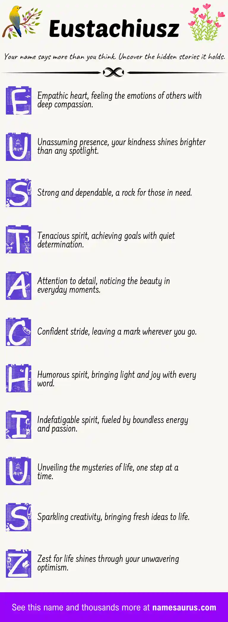 Acrostic poem about Eustachiusz.