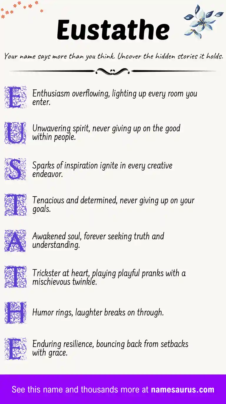 Acrostic poem about Eustathe.