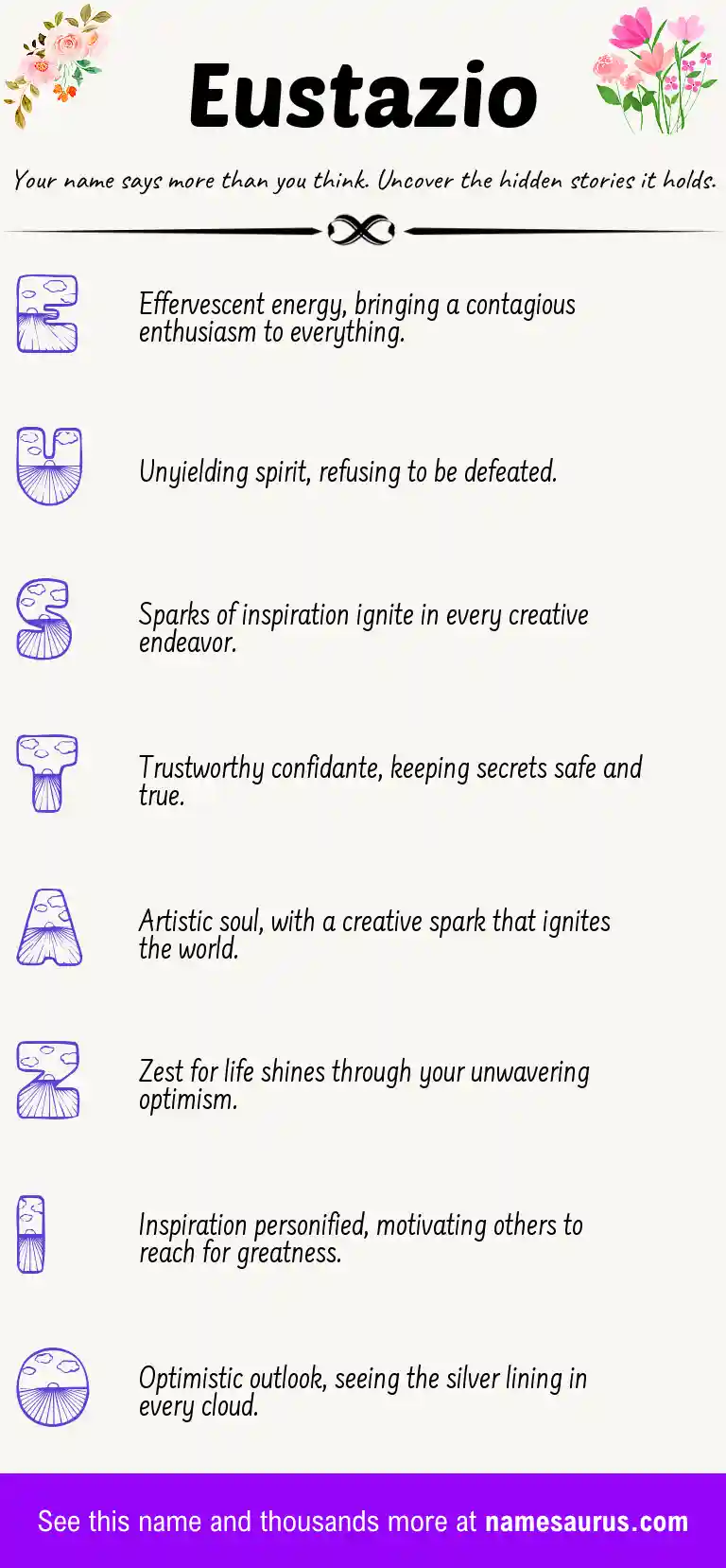 Acrostic poem about Eustazio.
