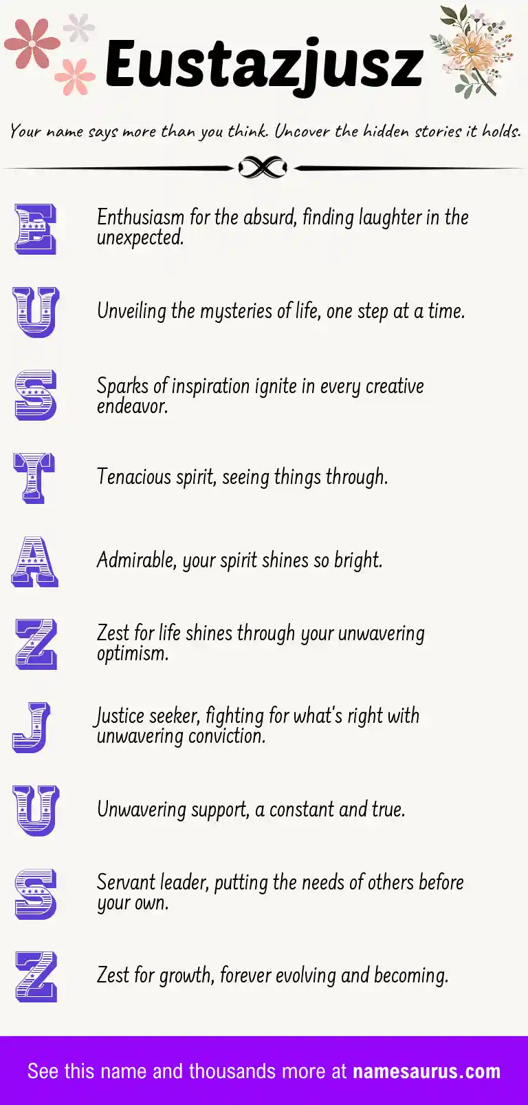Acrostic poem about Eustazjusz.