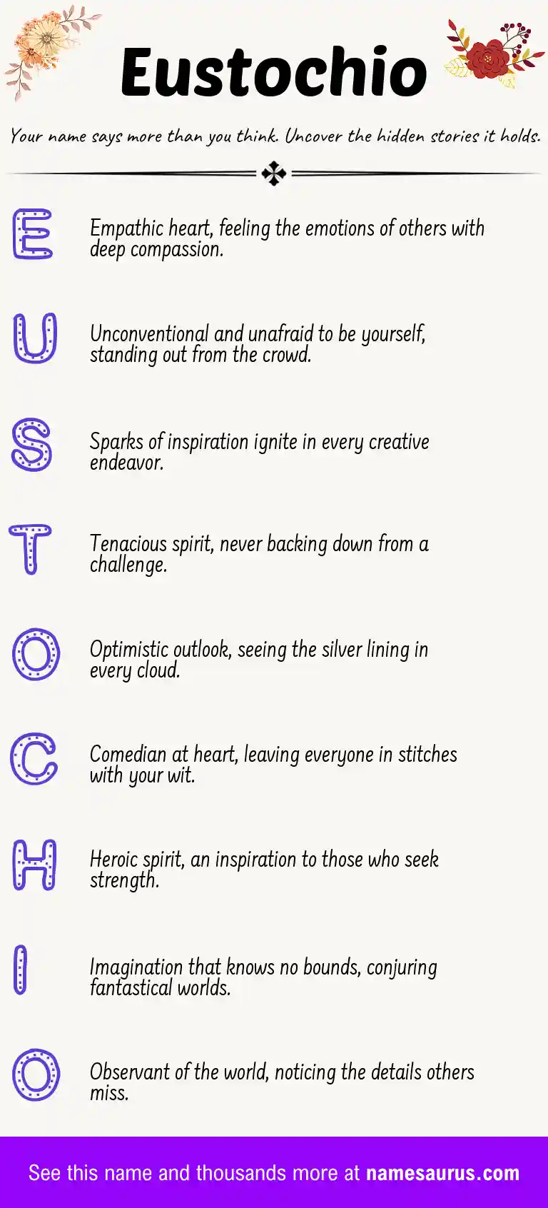 Acrostic poem about Eustochio.
