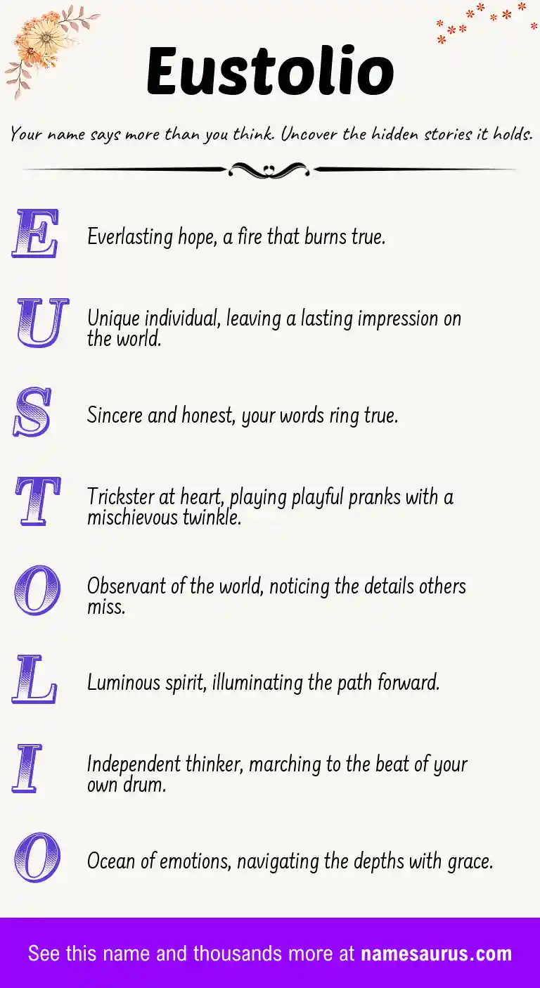 Acrostic poem about Eustolio.
