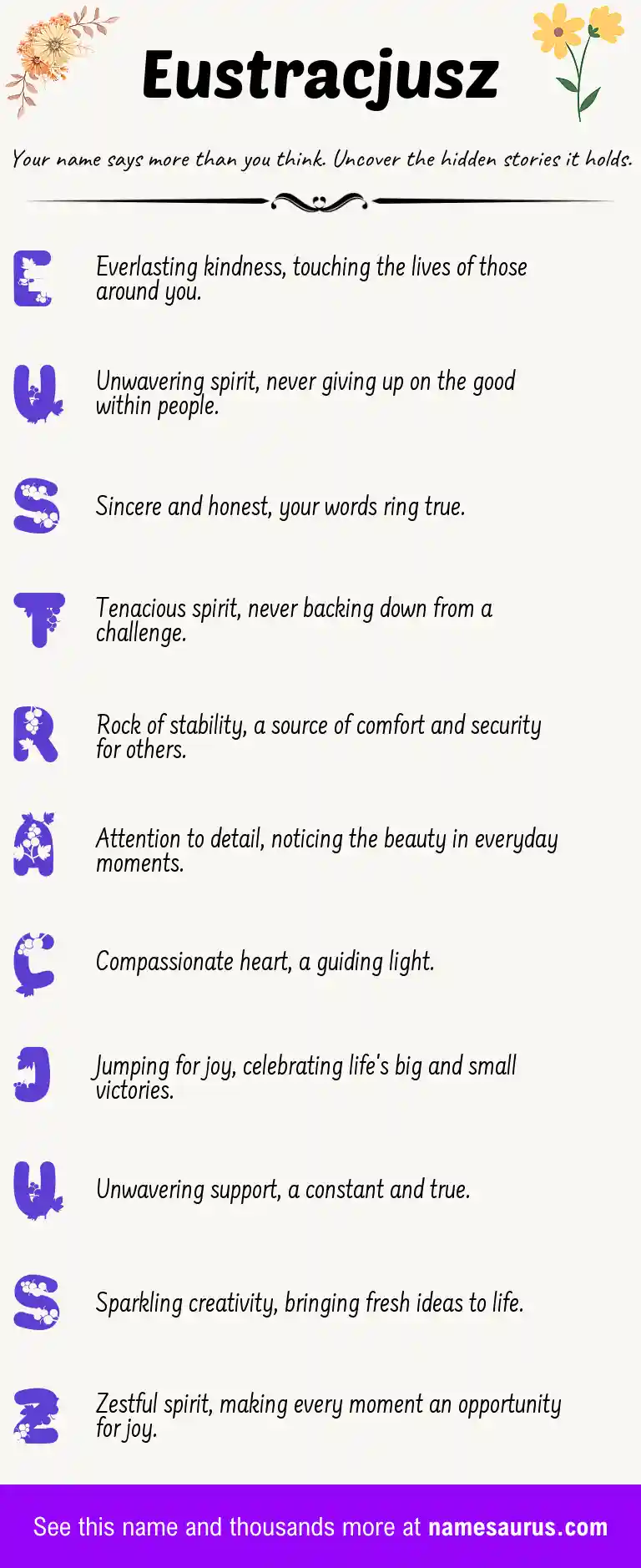Acrostic poem about Eustracjusz.