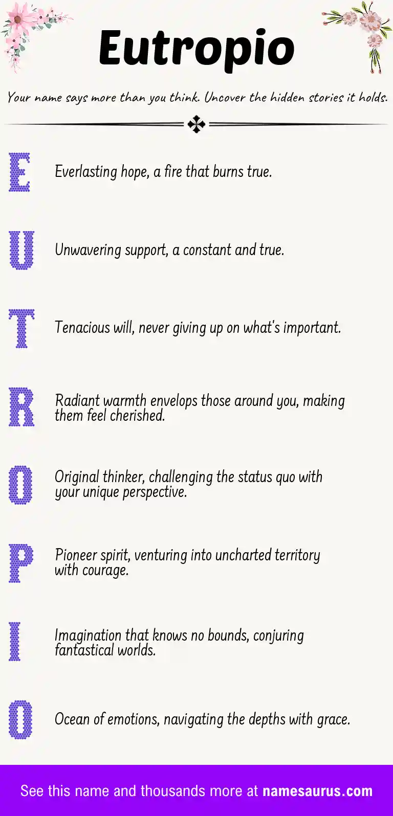 Acrostic poem about Eutropio.