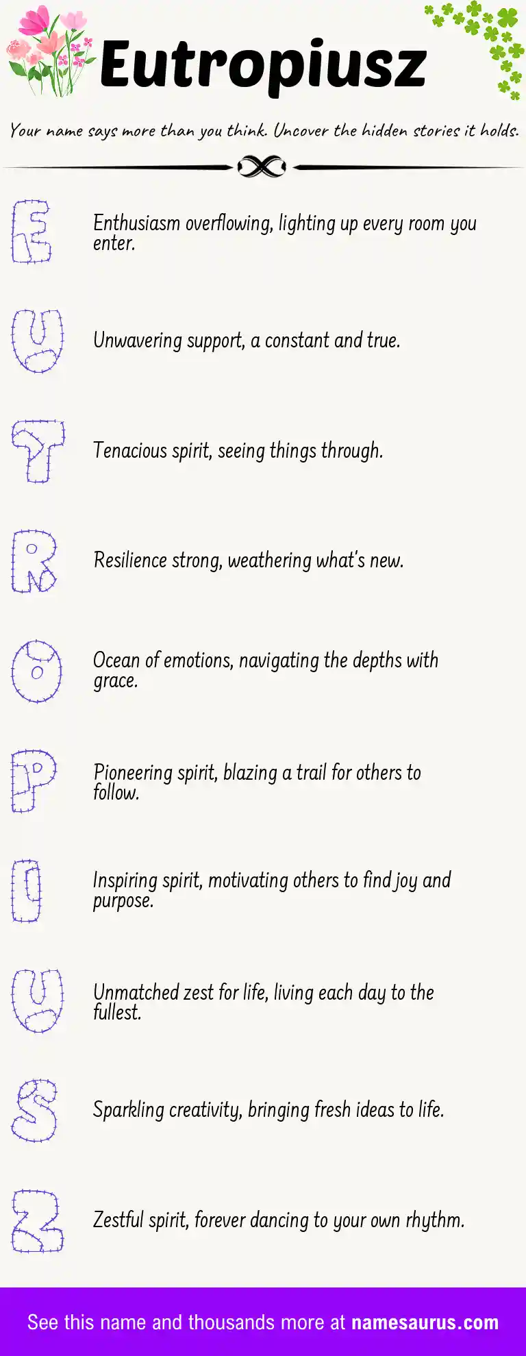 Acrostic poem about Eutropiusz.