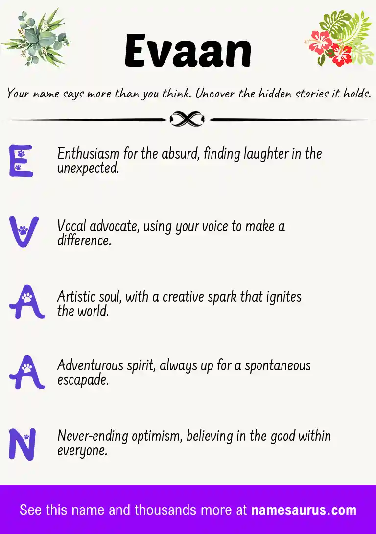 Acrostic poem about Evaan.