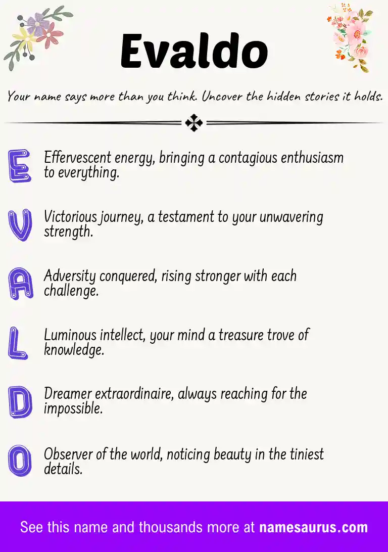 Acrostic poem about Evaldo.