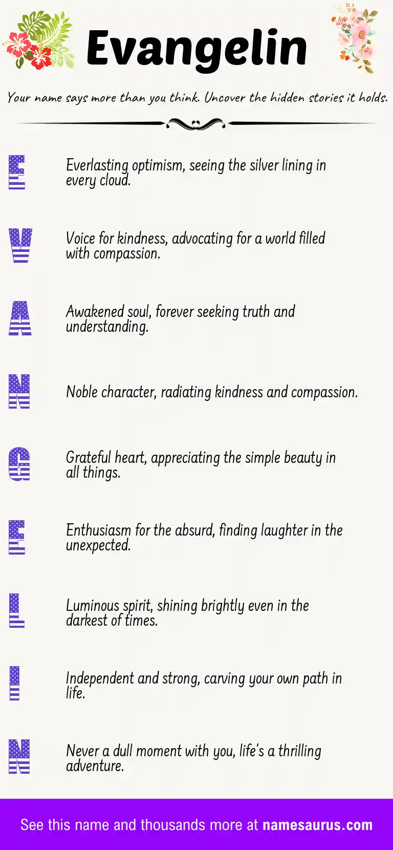 Acrostic poem about Evangelin.
