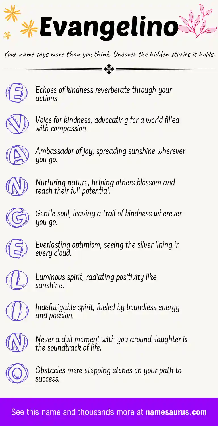 Acrostic poem about Evangelino.
