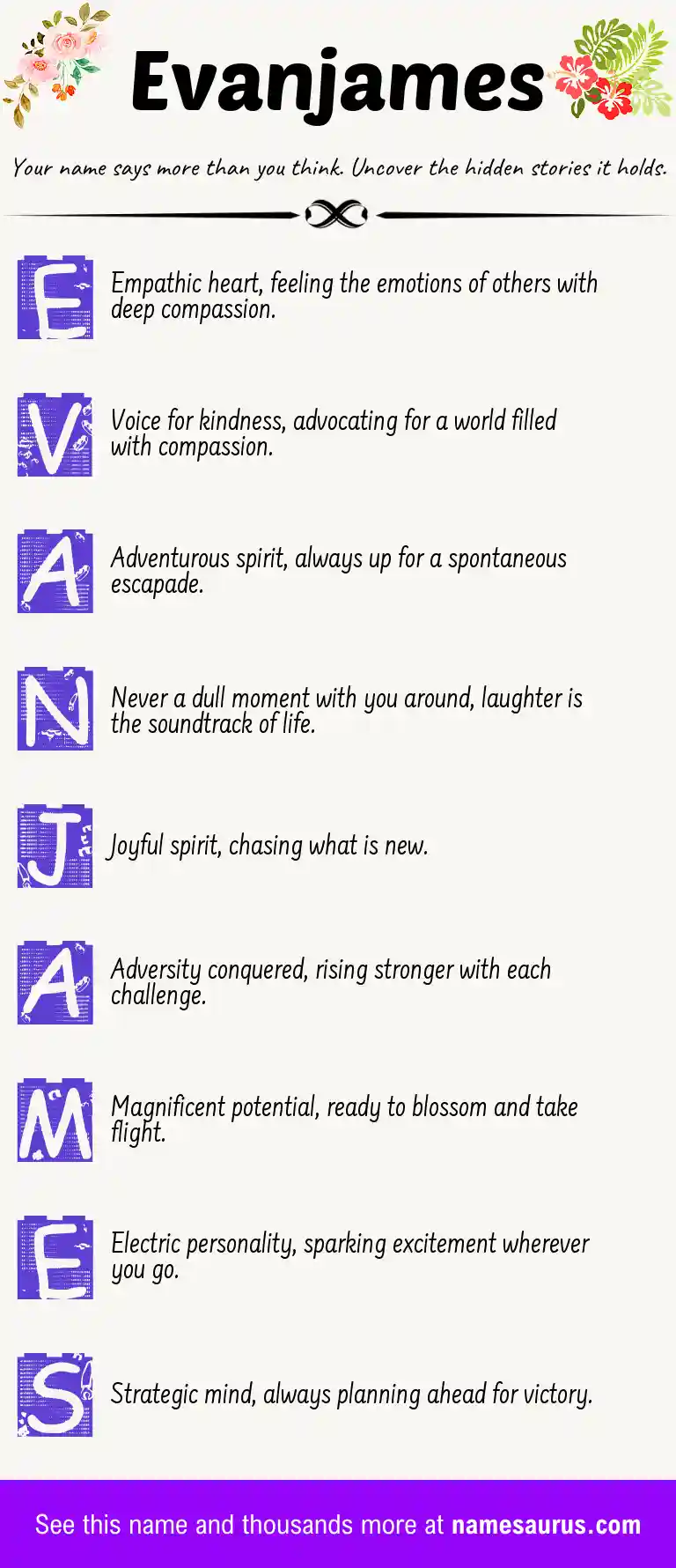 Acrostic poem about Evanjames.