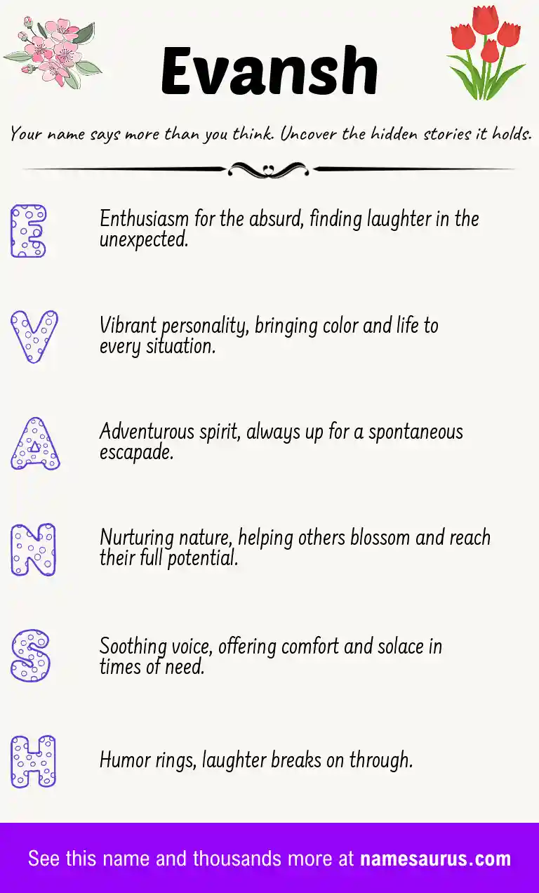 Acrostic poem about Evansh.