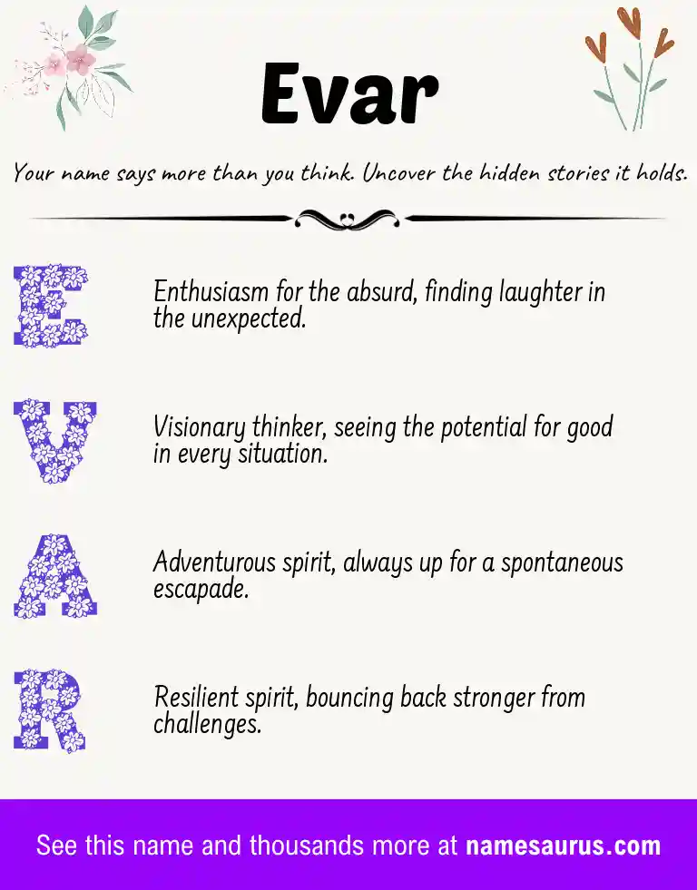 Acrostic poem about Evar.