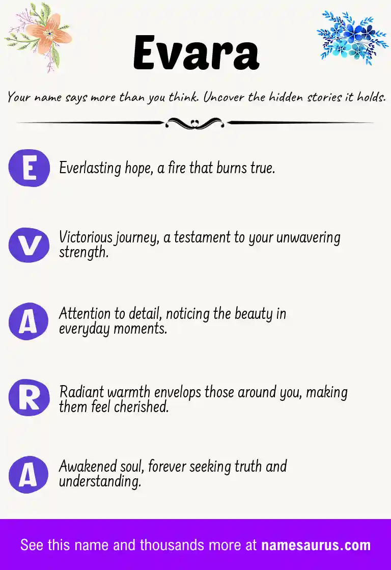 Acrostic poem about Evara.