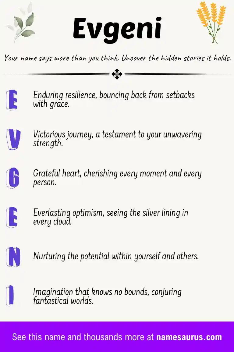 Acrostic poem about Evgeni.
