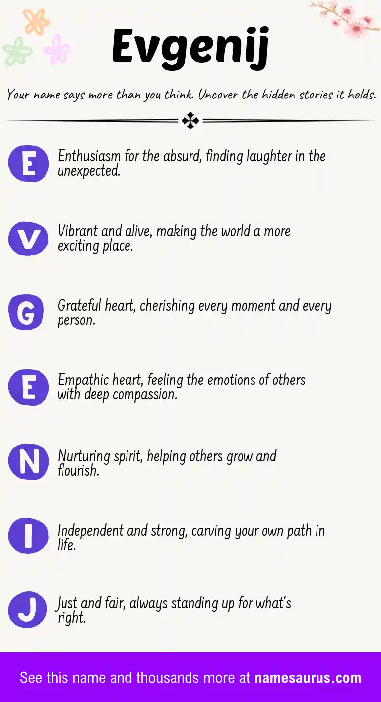Acrostic poem about Evgenij.