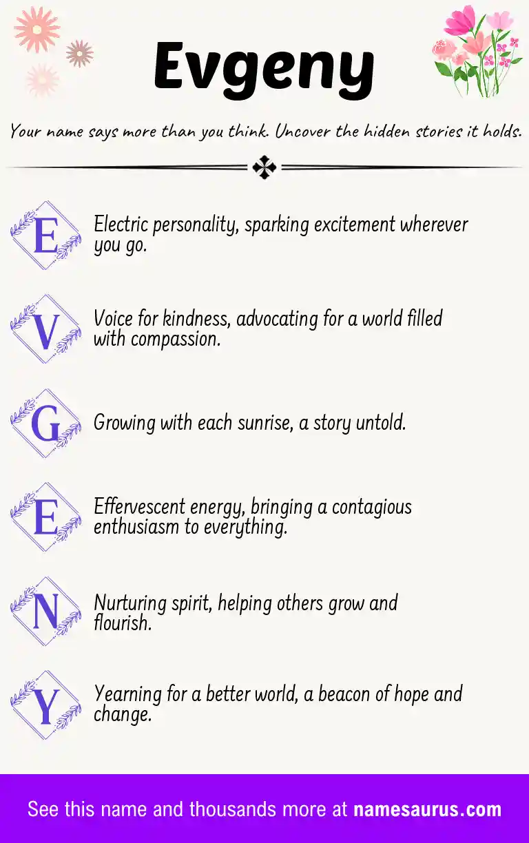 Acrostic poem about Evgeny.