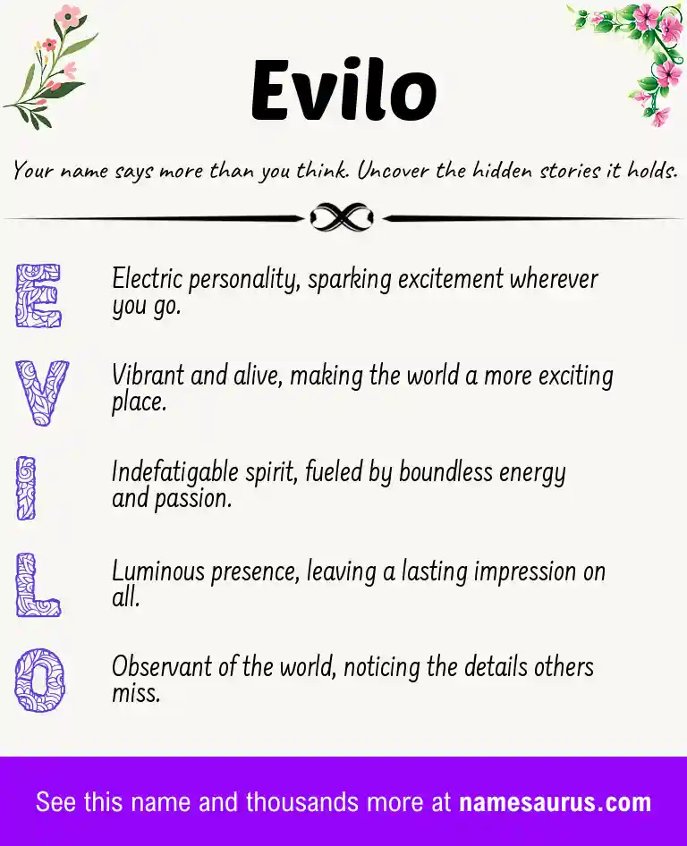 Acrostic poem about Evilo.
