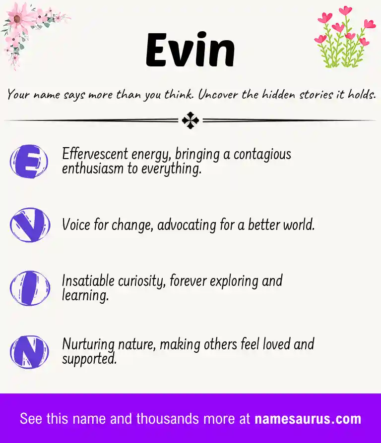 Acrostic poem about Evin.