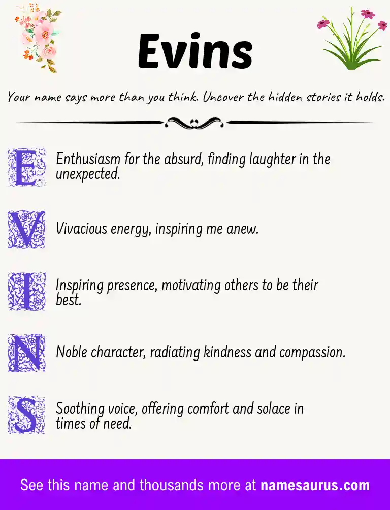 Acrostic poem about Evins.